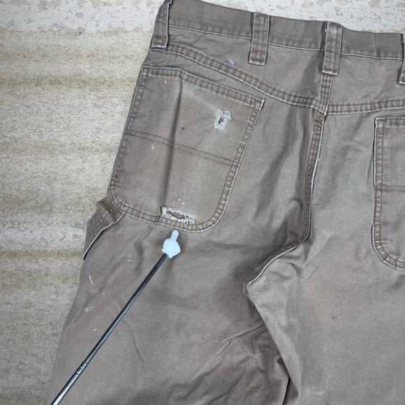 Vintage Wrangler Carpenter Pants Tan Canvas Baggy Fit Dungarees Painters 90s - Picture 4 of 6